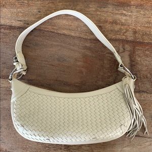 BRIGHTON Cream Leather Braided Purse